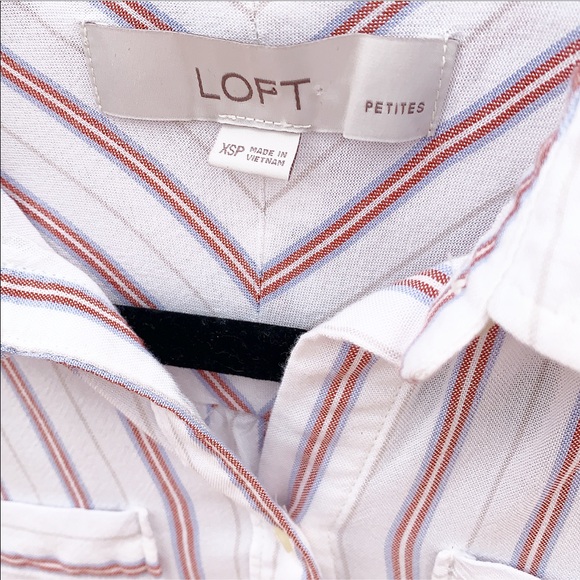 Loft Striped Button Down Shirt Pockets Long Sleeve - Picture 4 of 6